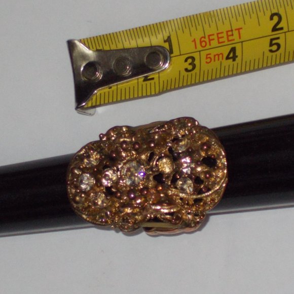 EUC, Gold & Copper Tone Dinner Fashion Ring With Rhinestones, Adjustable Sizing! - Picture 5 of 5